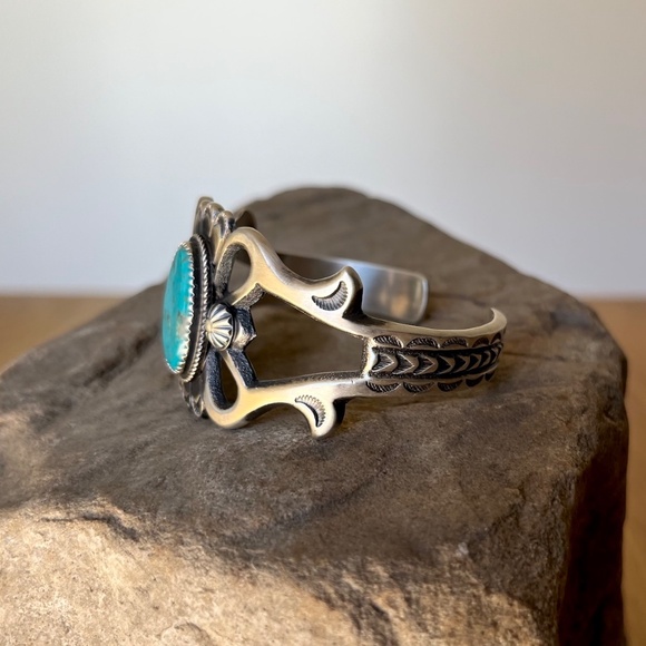 Vintage Navajo Sterling Silver Turquoise Bracelet Cuff Martha Cayatineto #1 - Picture 6 of 16